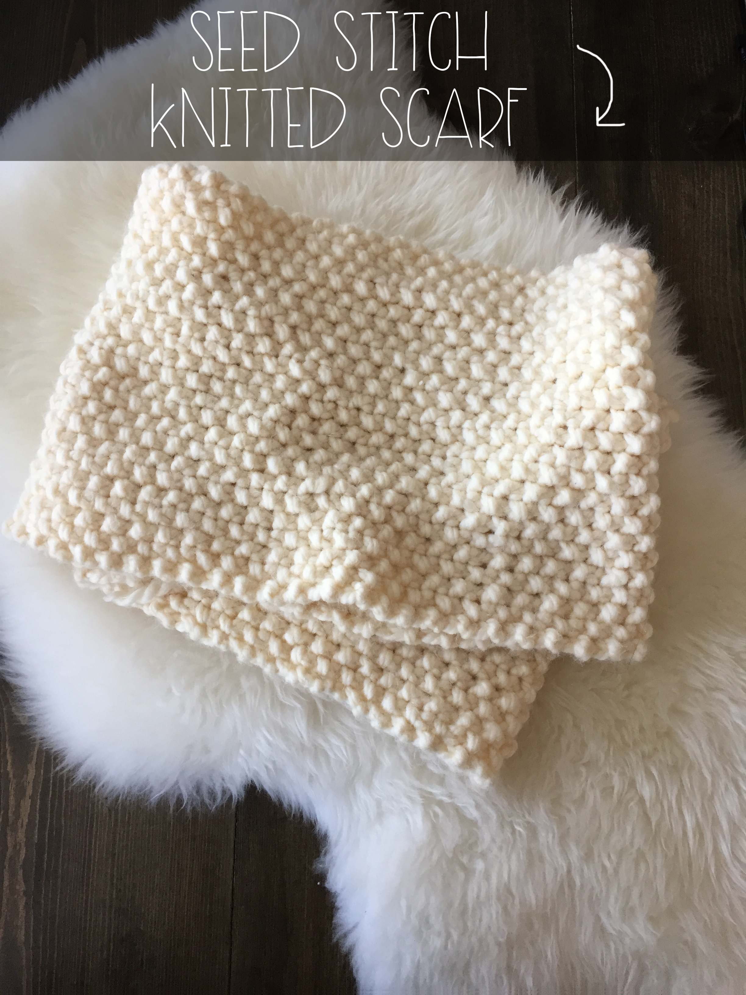 Seed Stitch Knitted Scarf